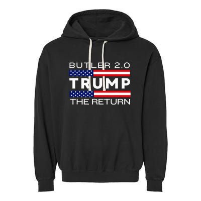 Trump Returns Butler Rally Fight Trump Elon Butler Rally 2.0 Garment-Dyed Fleece Hoodie