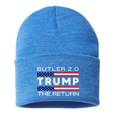 Trump Returns Butler Rally Fight Trump Elon Butler Rally 2.0 Sustainable Knit Beanie