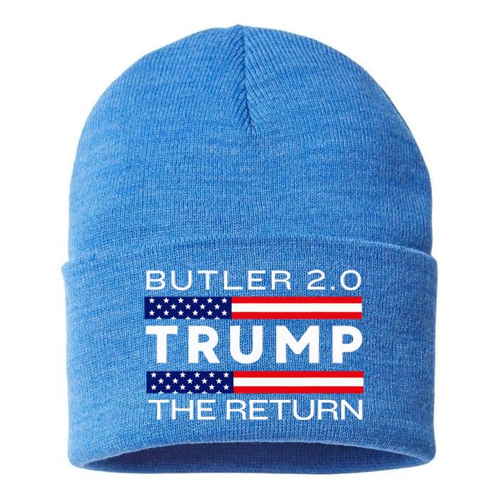 Trump Returns Butler Rally Fight Trump Elon Butler Rally 2.0 Sustainable Knit Beanie