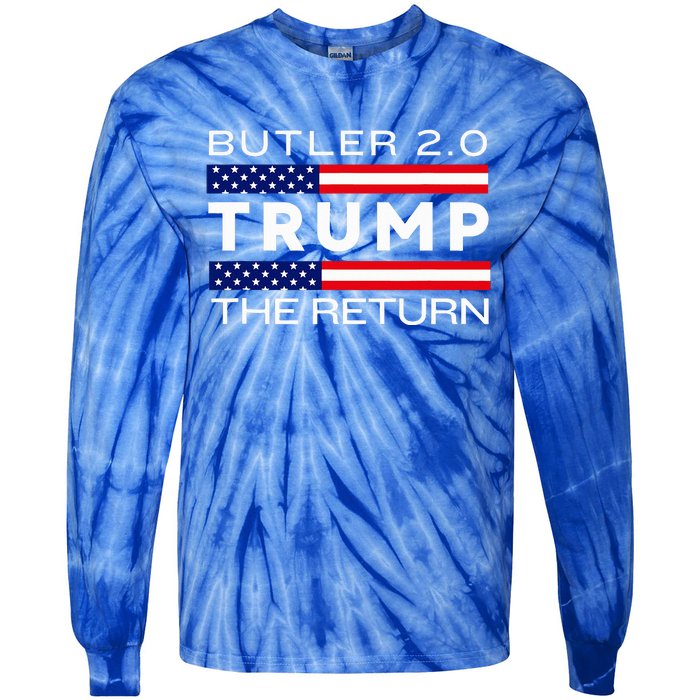 Trump Returns Butler Rally Fight Trump Elon Butler Rally 2.0 Tie-Dye Long Sleeve Shirt