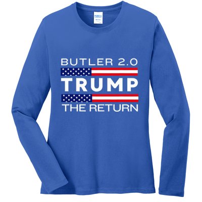 Trump Returns Butler Rally Fight Trump Elon Butler Rally 2.0 Ladies Long Sleeve Shirt