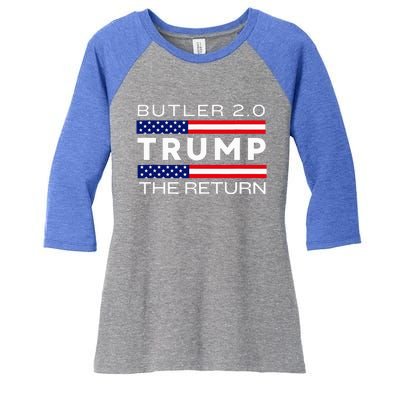 Trump Returns Butler Rally Fight Trump Elon Butler Rally 2.0 Women's Tri-Blend 3/4-Sleeve Raglan Shirt