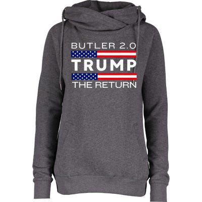 Trump Returns Butler Rally Fight Trump Elon Butler Rally 2.0 Womens Funnel Neck Pullover Hood