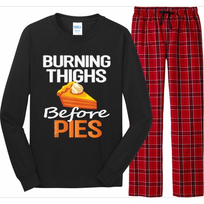 Thanksgiving Running Burning Thighs Before Pies Funny Runner Long Sleeve Pajama Set