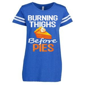 Thanksgiving Running Burning Thighs Before Pies Funny Runner Enza Ladies Jersey Football T-Shirt