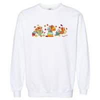 Turkey Reading Books Fall Thanksgiving Teacher Book Lovers Garment-Dyed Sweatshirt