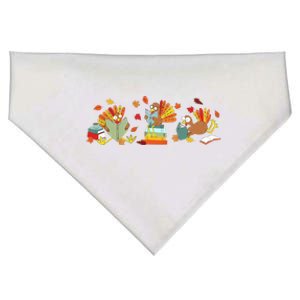 Turkey Reading Books Fall Thanksgiving Teacher Book Lovers USA-Made Doggie Bandana