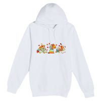 Turkey Reading Books Fall Thanksgiving Teacher Book Lovers Premium Pullover Hoodie