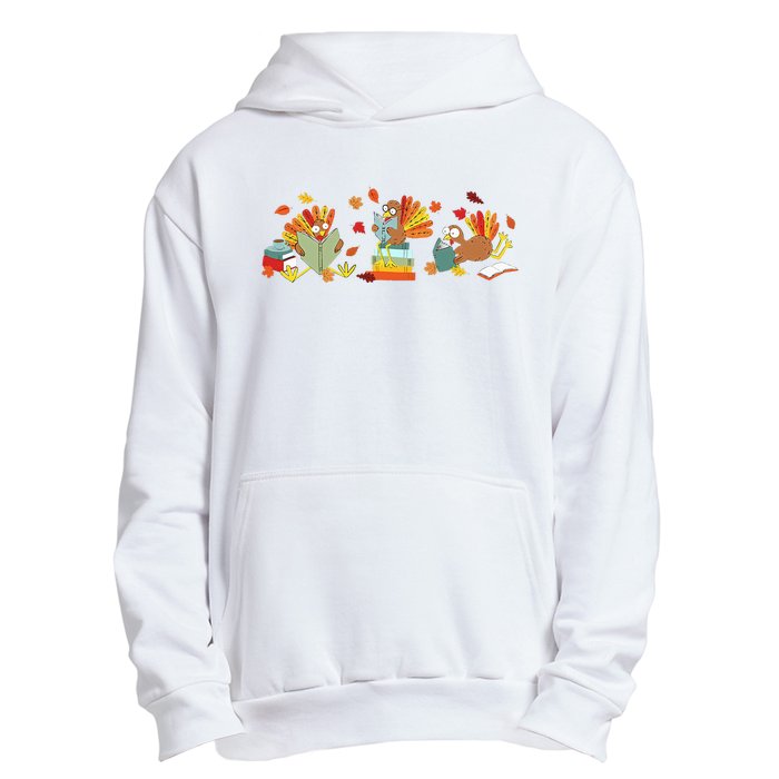 Turkey Reading Books Fall Thanksgiving Teacher Book Lovers Urban Pullover Hoodie