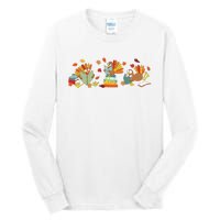 Turkey Reading Books Fall Thanksgiving Teacher Book Lovers Tall Long Sleeve T-Shirt