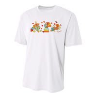 Turkey Reading Books Fall Thanksgiving Teacher Book Lovers Performance Sprint T-Shirt