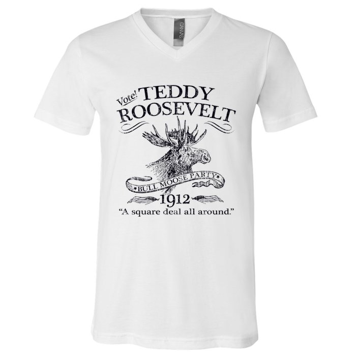 Teddy Roosevelt Bull Moose Party 1912 Presidential Campaign V-Neck T-Shirt