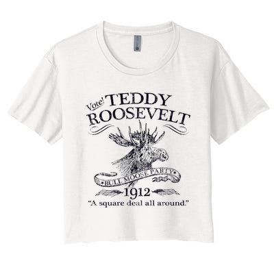 Teddy Roosevelt Bull Moose Party 1912 Presidential Campaign Women's Crop Top Tee