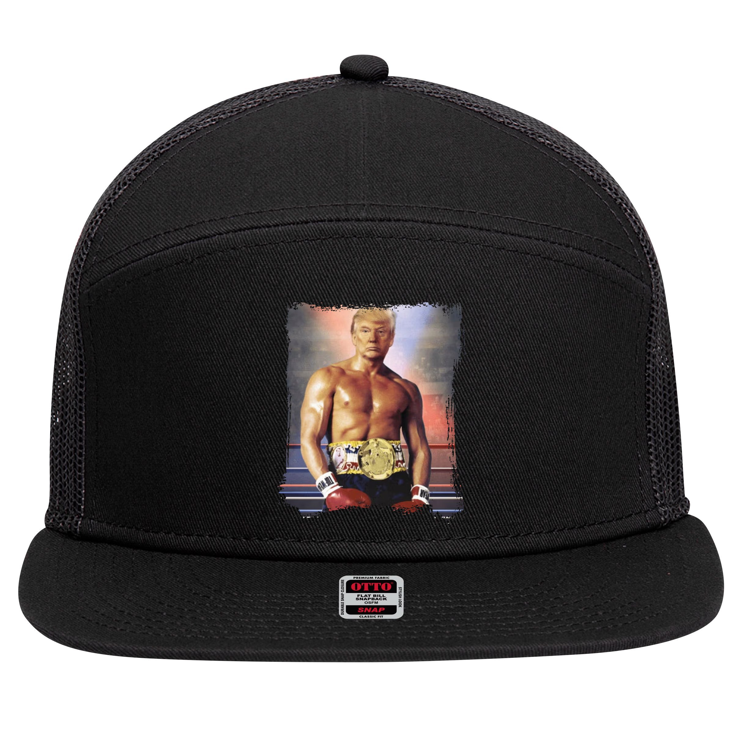 Trump Rocky Boxer Funny 7 Panel Mesh Trucker Snapback Hat