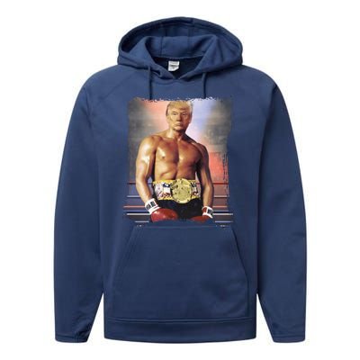 Trump Rocky Boxer Funny Performance Fleece Hoodie