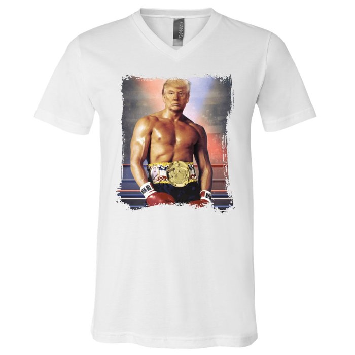 Trump Rocky Boxer Funny V-Neck T-Shirt