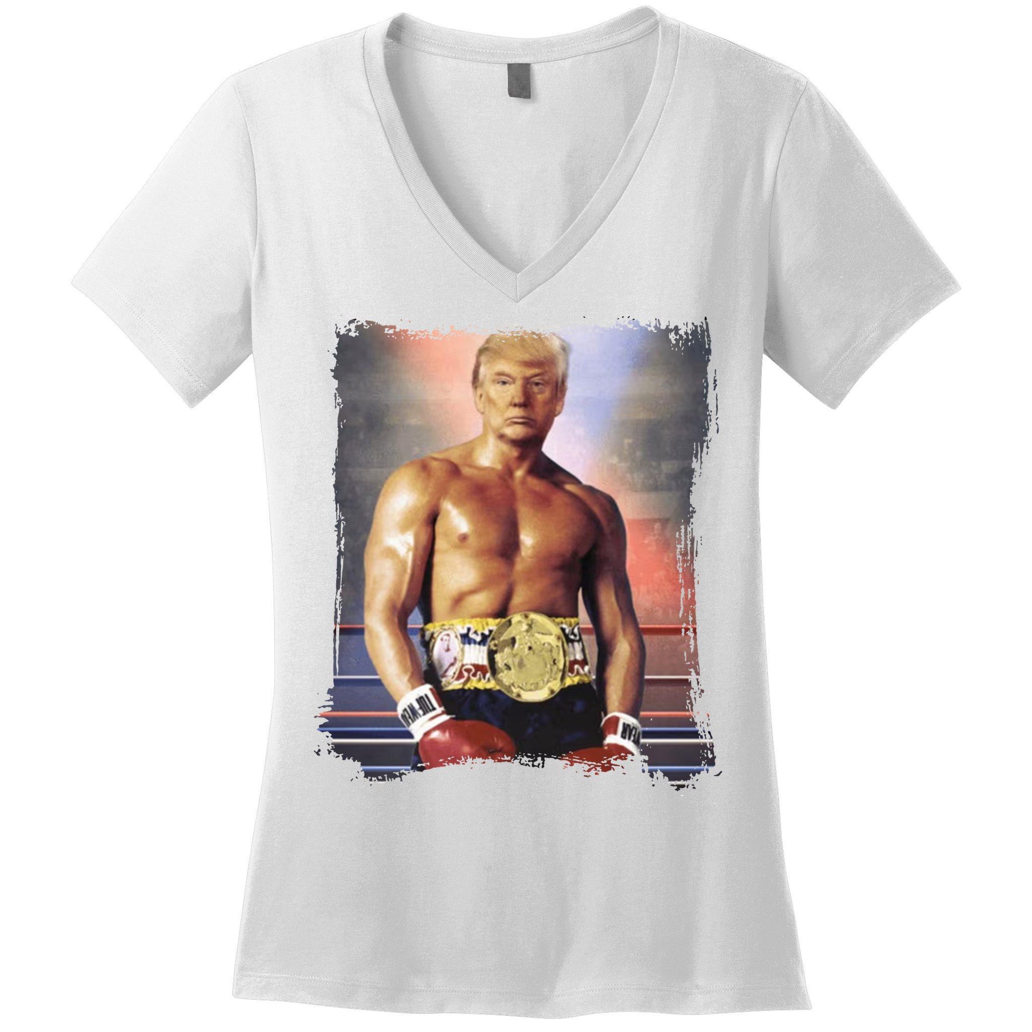 Trump Rocky Boxer Funny Women's V-Neck T-Shirt
