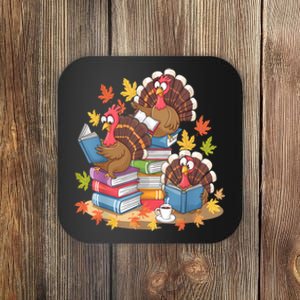 Turkey Reading Books Fall Season Thanksgiving Teacher Book Coaster