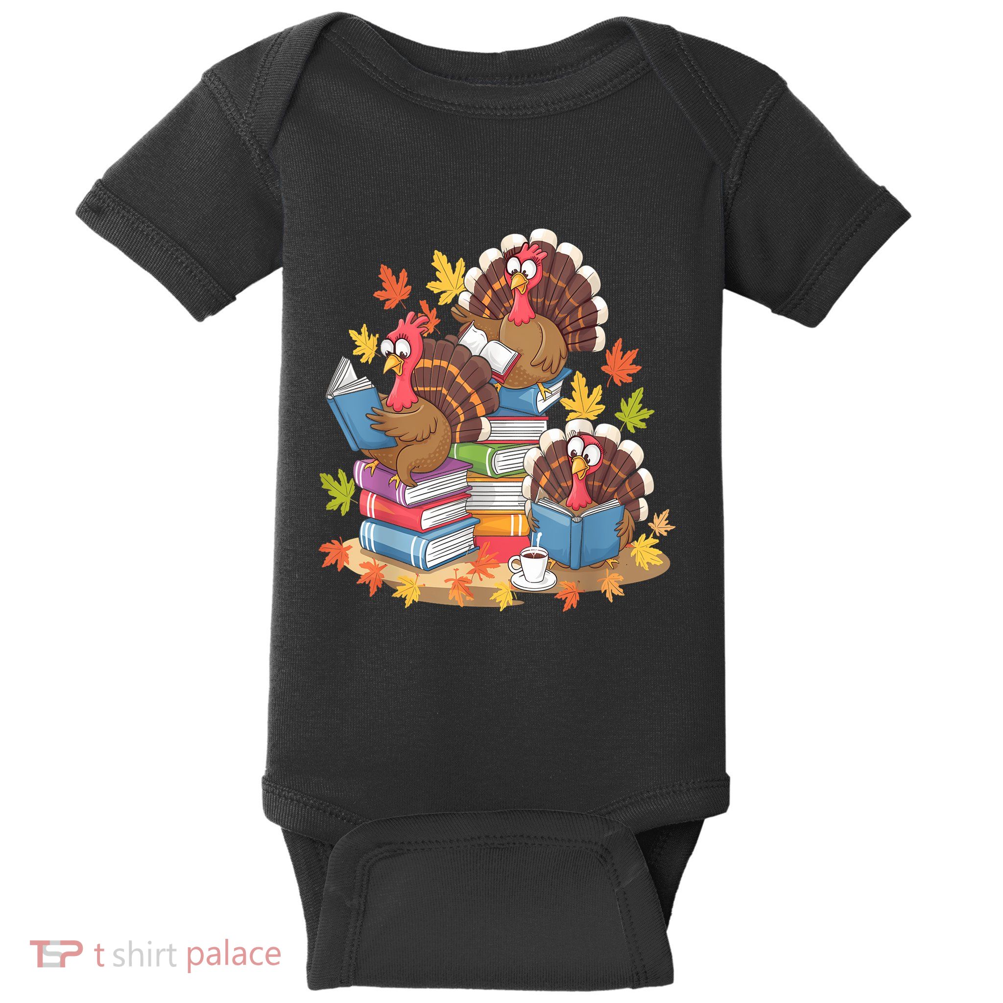 Turkey Reading Books Fall Season Thanksgiving Teacher Book Baby Bodysuit