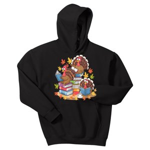 Turkey Reading Books Fall Season Thanksgiving Teacher Book Kids Hoodie