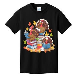 Turkey Reading Books Fall Season Thanksgiving Teacher Book Kids T-Shirt