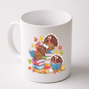 Turkey Reading Books Fall Season Thanksgiving Teacher Book Coffee Mug