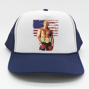 Trump Rocky Boxing Meme Boxer Us Flag Patriot Trucker Hat