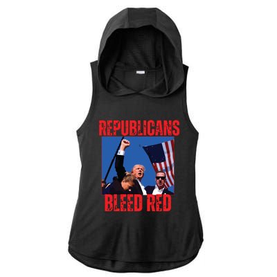 Trump Republicans Bleed Red 2024 Assignation Attempt Ladies PosiCharge Tri-Blend Wicking Draft Hoodie Tank