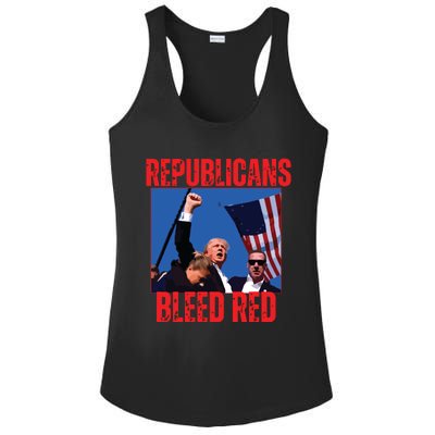 Trump Republicans Bleed Red 2024 Assignation Attempt Ladies PosiCharge Competitor Racerback Tank