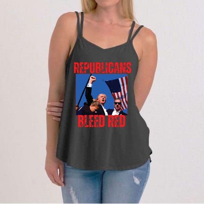 Trump Republicans Bleed Red 2024 Assignation Attempt Women's Strappy Tank