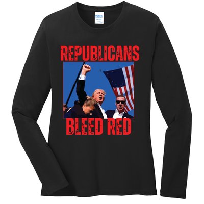 Trump Republicans Bleed Red 2024 Assignation Attempt Ladies Long Sleeve Shirt