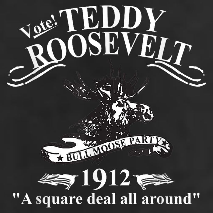 Teddy Roosevelt Bull Moose Party 1912 Presidential Campaign 7 Panel Mesh Trucker Snapback Hat