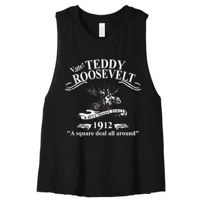 Teddy Roosevelt Bull Moose Party 1912 Presidential Campaign Women's Racerback Cropped Tank