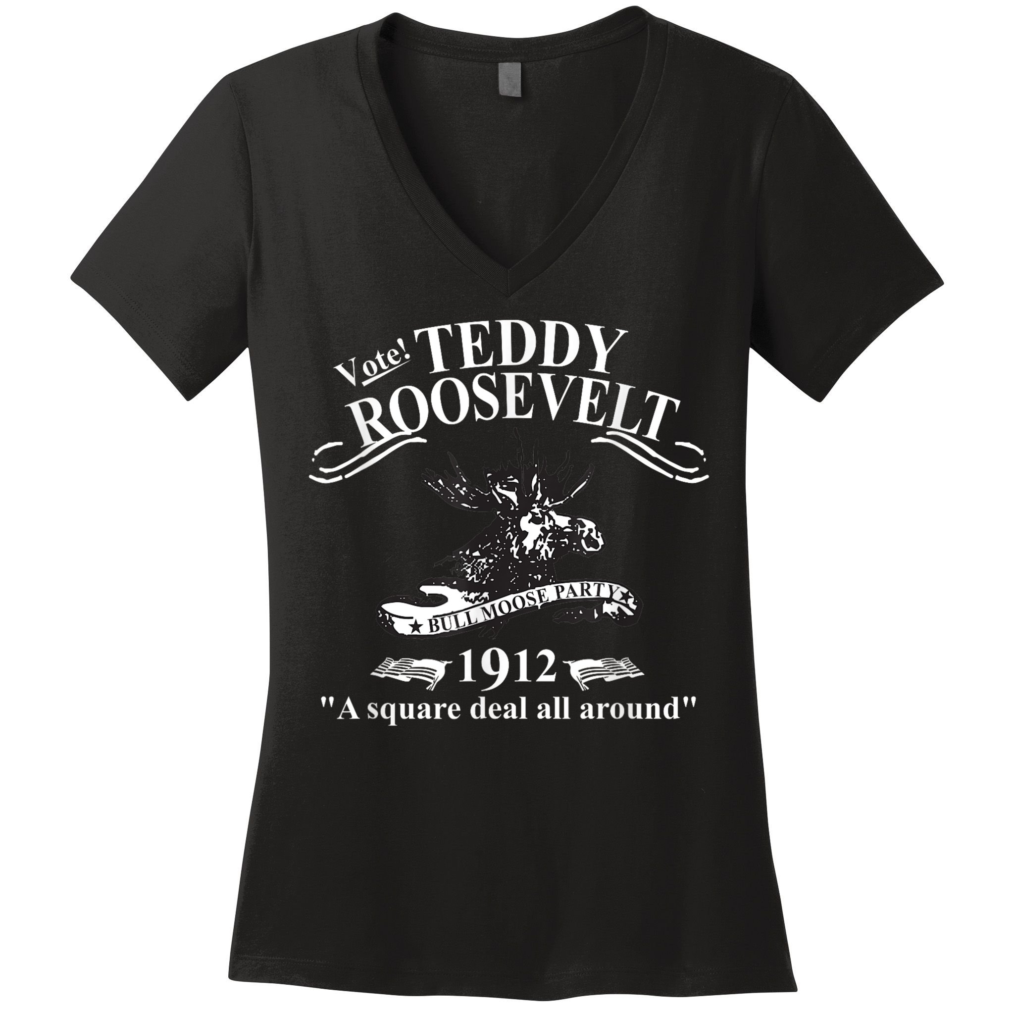 Teddy Roosevelt Bull Moose Party 1912 Presidential Campaign Women's V-Neck T-Shirt