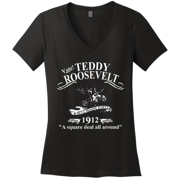 Teddy Roosevelt Bull Moose Party 1912 Presidential Campaign Women's V-Neck T-Shirt