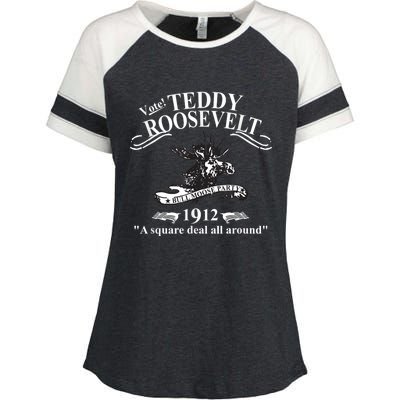 Teddy Roosevelt Bull Moose Party 1912 Presidential Campaign Enza Ladies Jersey Colorblock Tee