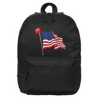 Trump Red Baseball Cap On An American Flag American Pride 16 in Basic Backpack