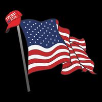 Trump Red Baseball Cap On An American Flag American Pride 16 in Basic Backpack