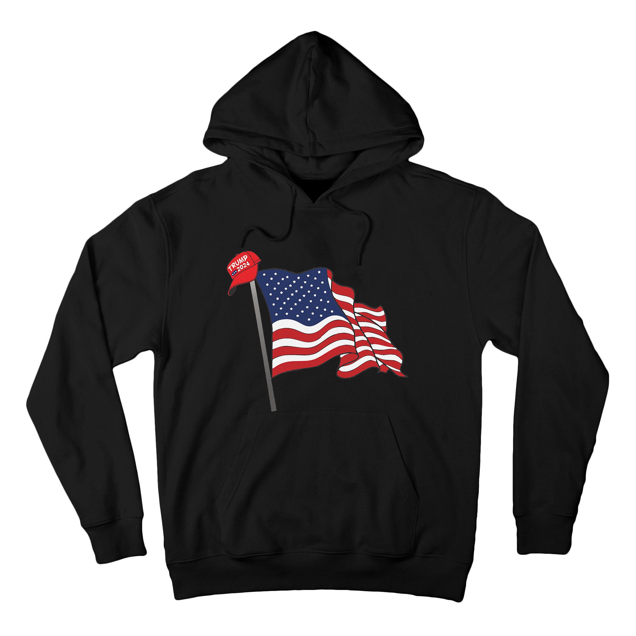 Trump Red Baseball Cap On An American Flag American Pride Tall Hoodie