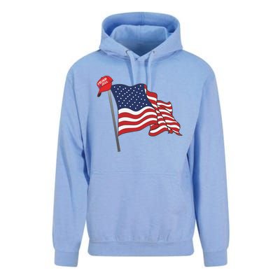 Trump Red Baseball Cap On An American Flag American Pride Unisex Surf Hoodie