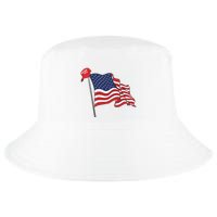 Trump Red Baseball Cap On An American Flag American Pride Cool Comfort Performance Bucket Hat