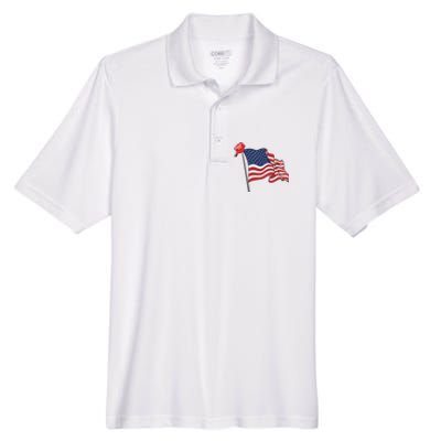 Trump Red Baseball Cap On An American Flag American Pride Men's Origin Performance Pique Polo