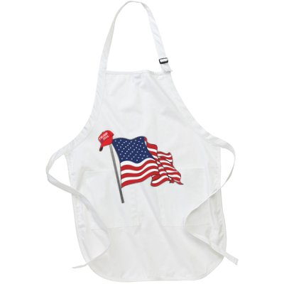 Trump Red Baseball Cap On An American Flag American Pride Apron
