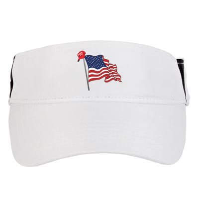 Trump Red Baseball Cap On An American Flag American Pride Adult Drive Performance Visor