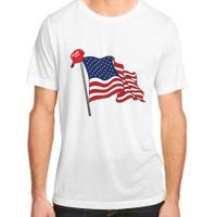 Trump Red Baseball Cap On An American Flag American Pride Adult ChromaSoft Performance T-Shirt