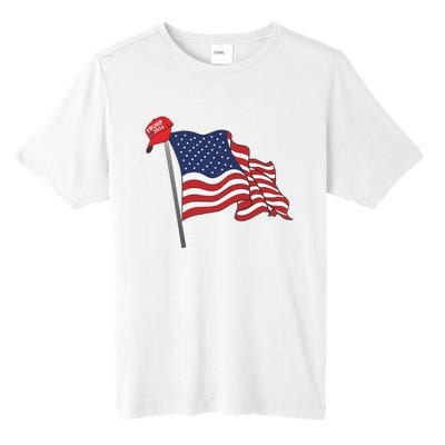 Trump Red Baseball Cap On An American Flag American Pride Tall Fusion ChromaSoft Performance T-Shirt