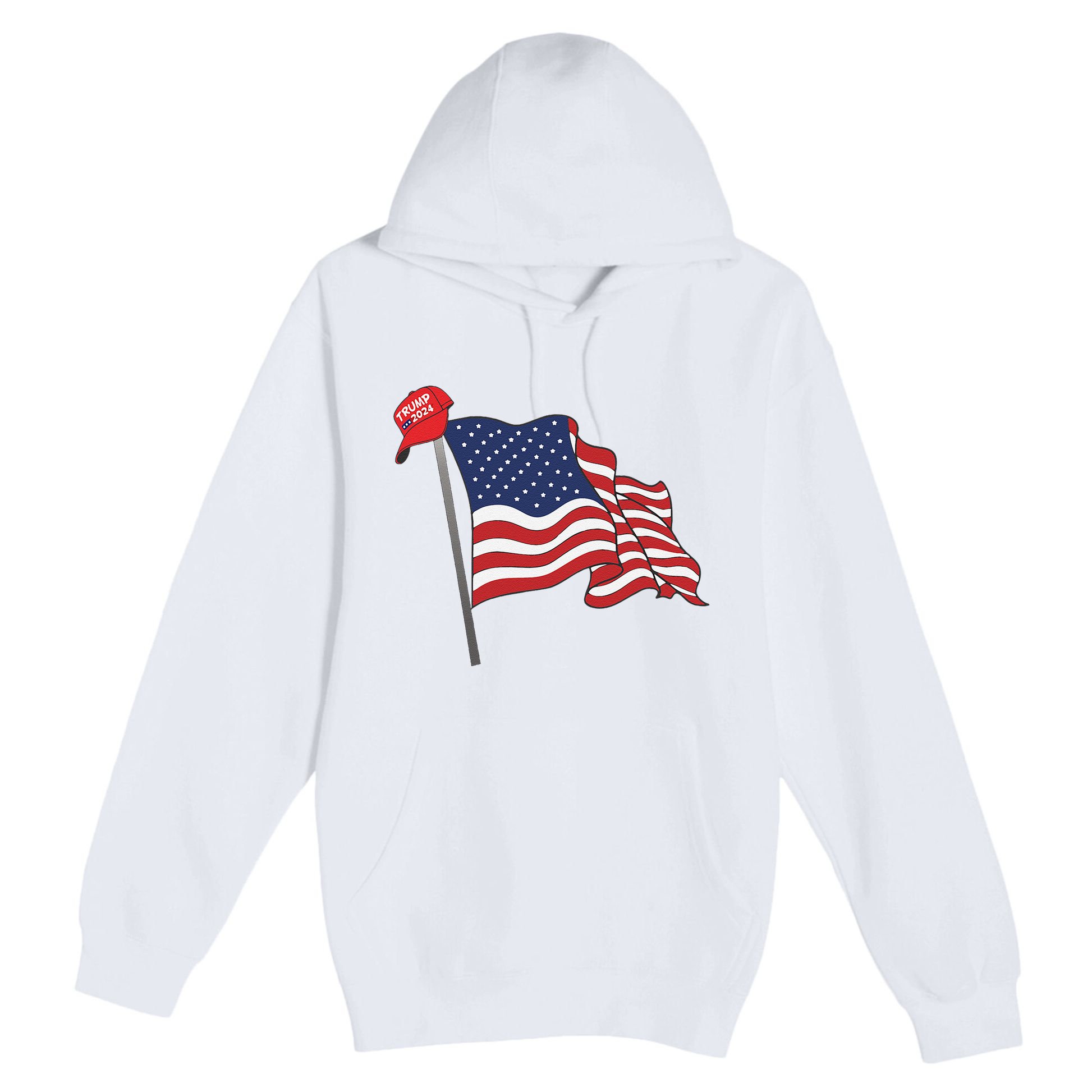 Trump Red Baseball Cap On An American Flag American Pride Premium Pullover Hoodie