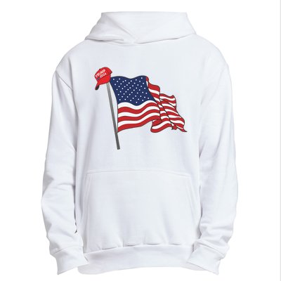 Trump Red Baseball Cap On An American Flag American Pride Urban Pullover Hoodie