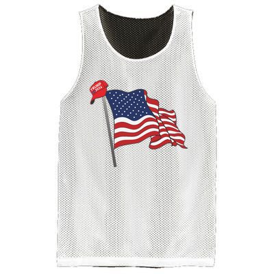 Trump Red Baseball Cap On An American Flag American Pride Mesh Reversible Basketball Jersey Tank