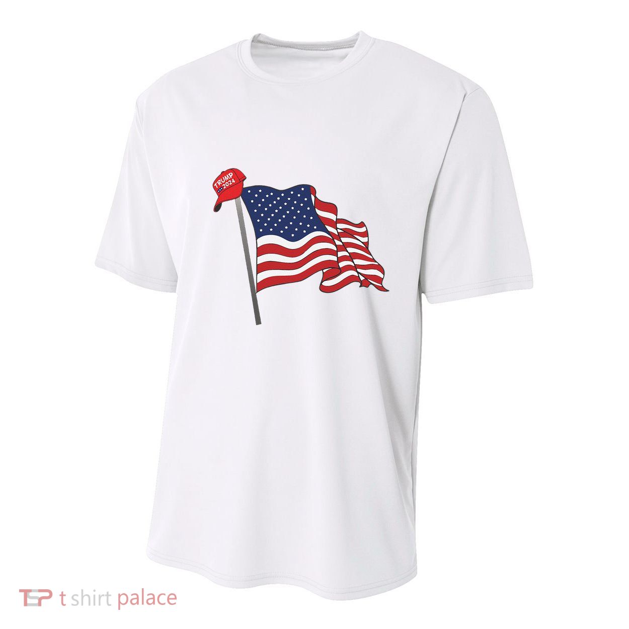Trump Red Baseball Cap On An American Flag American Pride Youth Performance Sprint T-Shirt